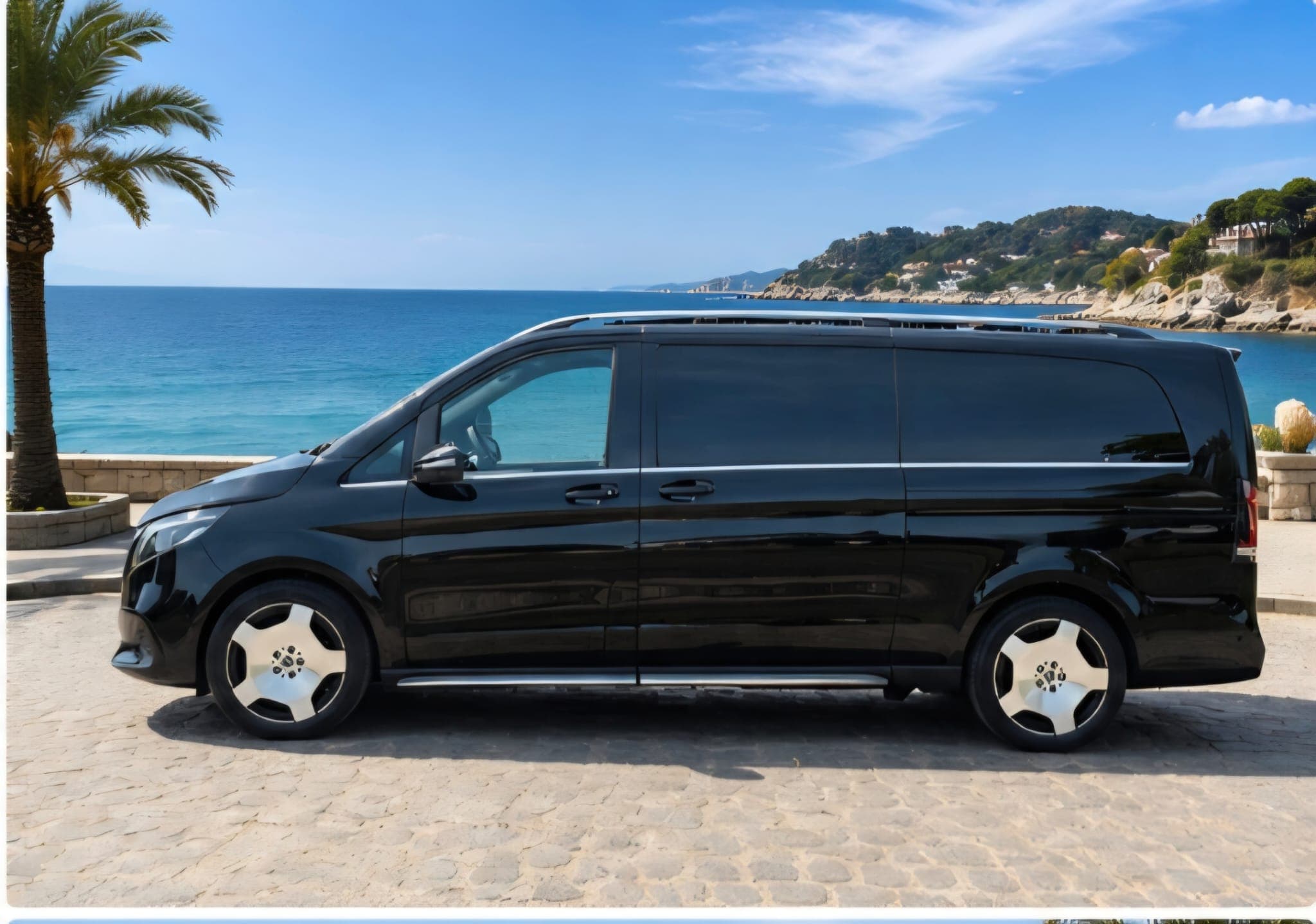 Mercedes V-Class along the French Riviera coastline