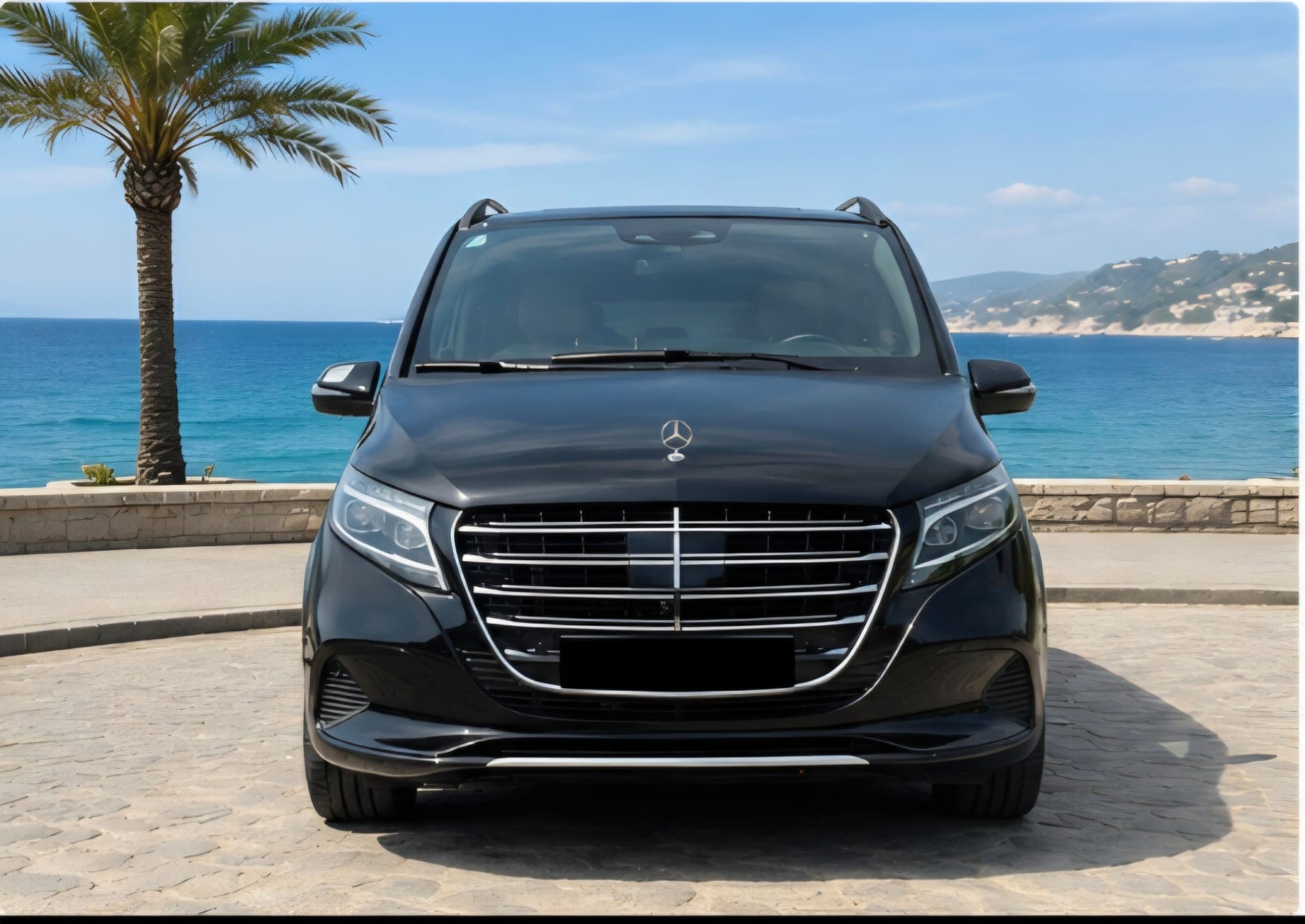 Mercedes V-Class front view by the sea