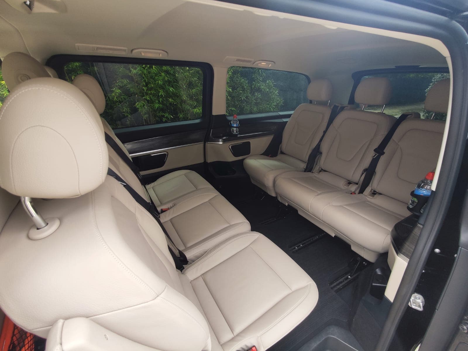 Beige leather interior of a Mercedes V-Class